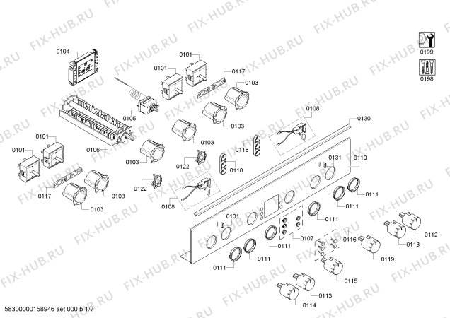 Схема №7 HCE745850R с изображением Стеклокерамика для электропечи Bosch 00711035