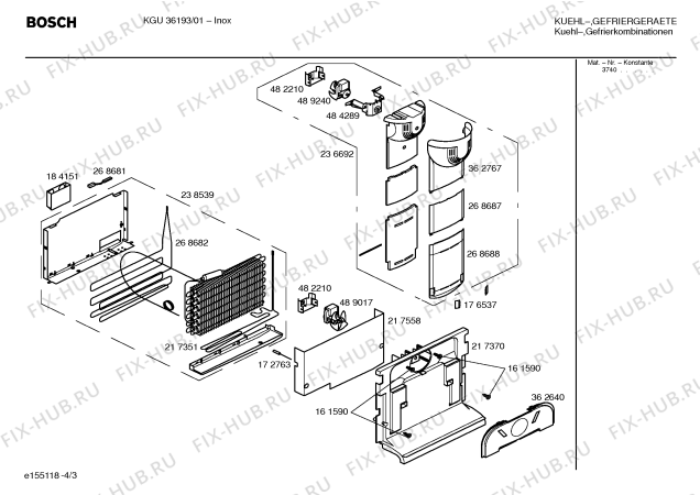 Взрыв-схема холодильника Bosch KGU36193 - Схема узла 03
