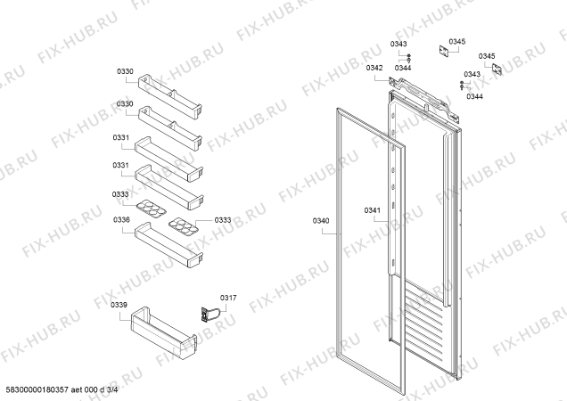 Взрыв-схема холодильника Gaggenau RT282203 Gaggenau - Схема узла 03