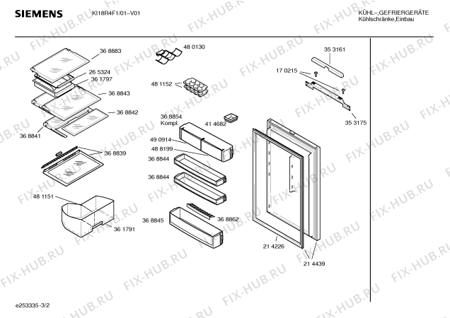 Взрыв-схема холодильника Siemens KI18R4F1 - Схема узла 02