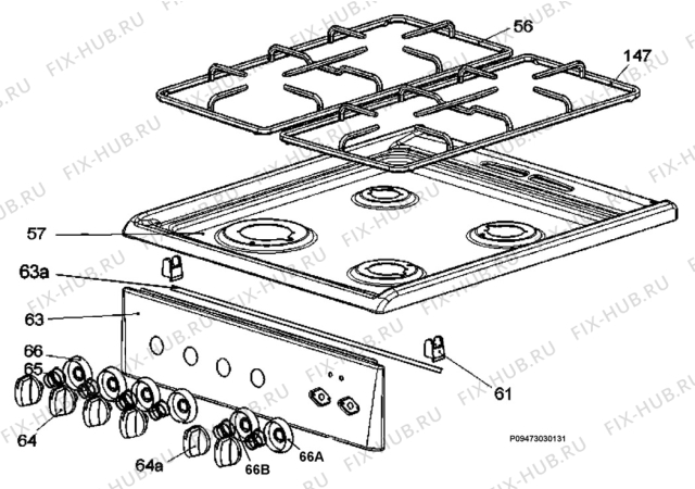 Взрыв-схема плиты (духовки) Electrolux EKK5026X - Схема узла Section 4