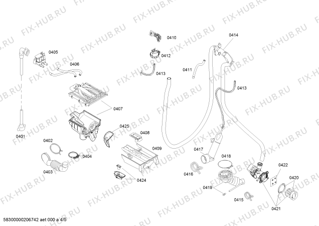 Схема №5 WU12P261HK iQ500 с изображением Крышка для стиралки Siemens 00776189