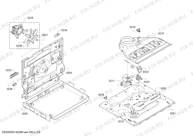 Взрыв-схема плиты (духовки) Bosch HEA24B120 - Схема узла 02