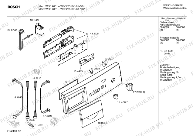Схема №4 WFO2851FG Maxx WFO 2851 с изображением Панель управления для стиралки Bosch 00434489