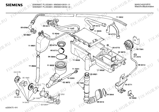 Схема №4 WM30010II SIWAMAT PLUS 3001 с изображением Панель для стиралки Siemens 00271556