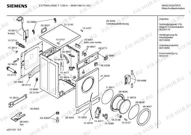 Схема №4 WH61190 EXTRAKLASSE F1100A с изображением Вкладыш в панель для стиральной машины Siemens 00260877