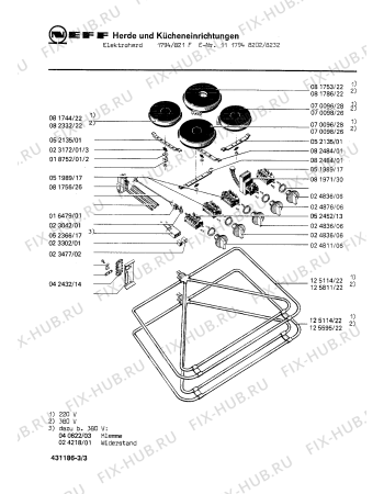 Взрыв-схема плиты (духовки) Neff 1117948202 1794/821F - Схема узла 03