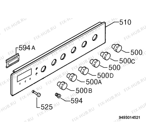 Взрыв-схема плиты (духовки) Privileg 686467_30303 - Схема узла Command panel 037