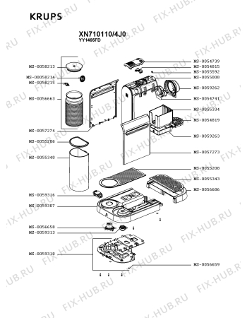 Схема №2 XN710640/1L0 с изображением Часть корпуса для электрокофемашины Krups MS-0059310