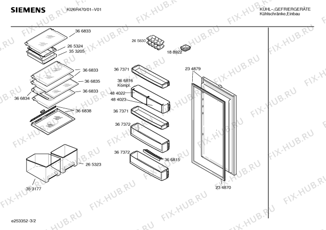 Взрыв-схема холодильника Siemens KI26R470 - Схема узла 02