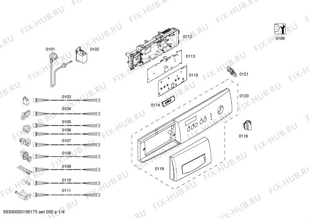 Схема №3 WAE24260EE с изображением Панель управления для стиральной машины Bosch 00674603