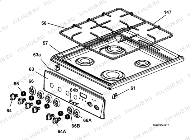 Взрыв-схема плиты (духовки) Electrolux EKK513502W - Схема узла Section 4