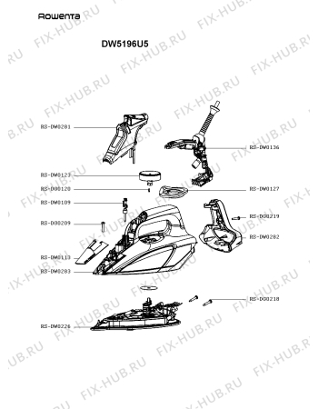 Схема №1 DW5196U5 с изображением Ручка для утюга (парогенератора) Rowenta RS-DW0283