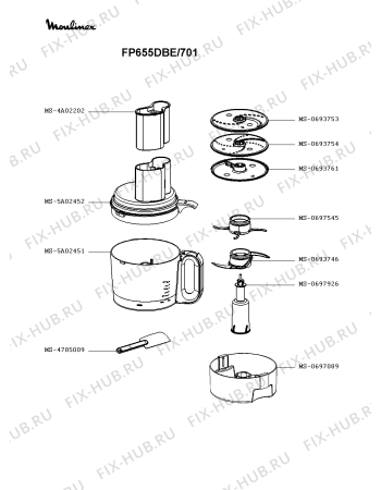 Взрыв-схема кухонного комбайна Moulinex FP655DBE/701 - Схема узла TP003826.1P2