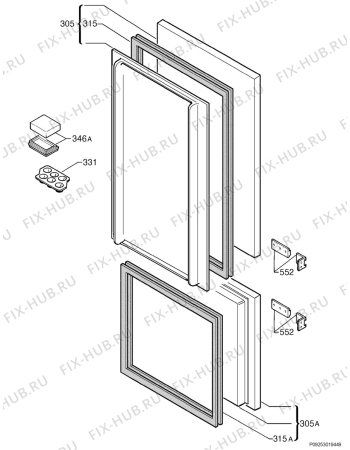 Взрыв-схема холодильника Zanussi ZI9311DIS - Схема узла Door 003
