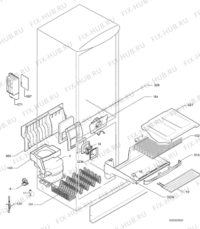 Взрыв-схема холодильника Zanussi Electrolux ZX99/3W - Схема узла Cooling system 017