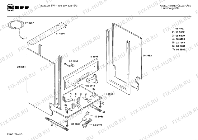 Взрыв-схема посудомоечной машины Neff 195307528 5223.25SW - Схема узла 03