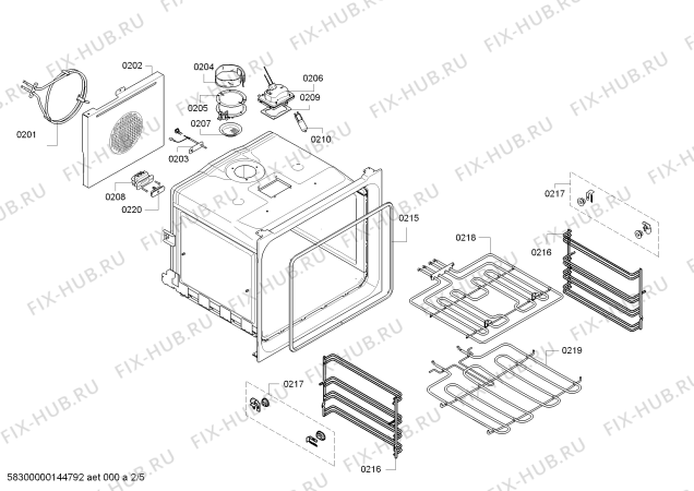 Схема №5 BO241211 с изображением Нагревательный элемент для плиты (духовки) Bosch 00666651