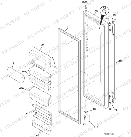 Взрыв-схема холодильника Aeg Electrolux S65629SK - Схема узла Refrigerator door