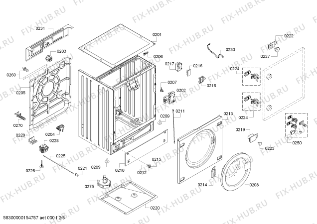 Схема №5 WK14D540HK IQ500 с изображением Панель управления для стиралки Siemens 00704675