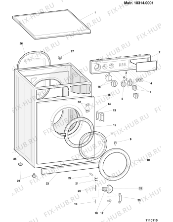 Схема №3 W405F (F001443) с изображением Порошкоприемник (дозатор) для стиральной машины Indesit C00036662