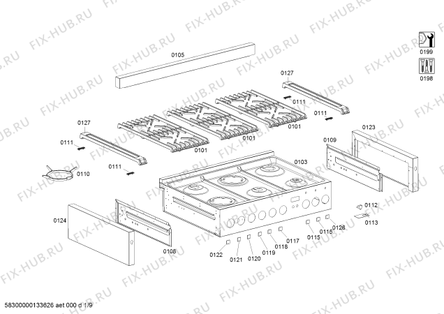 Схема №8 F3430N0NL Neff с изображением Ручка управления духовкой для духового шкафа Bosch 00601325