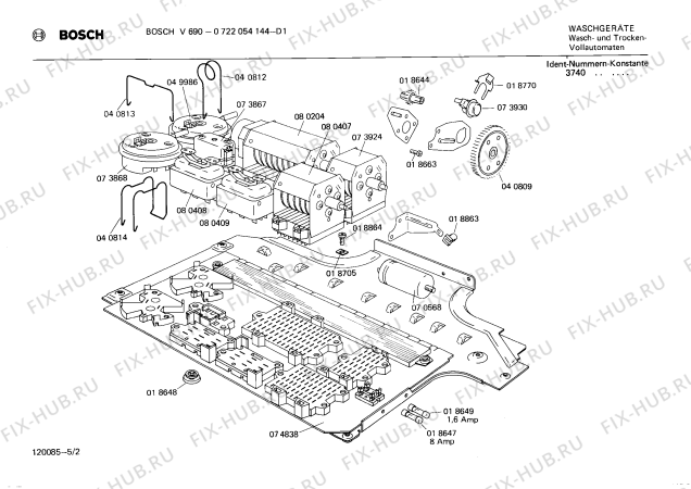 Взрыв-схема стиральной машины Bosch 0722054144 V690 - Схема узла 02