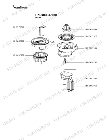 Взрыв-схема кухонного комбайна Moulinex FP658DBA/700 - Схема узла CP004044.0P4