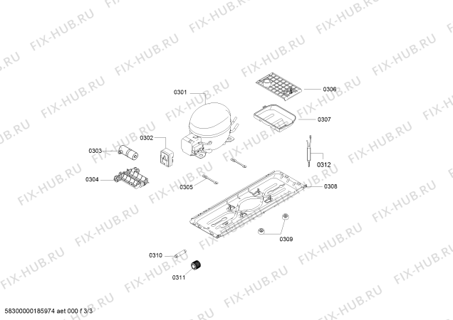 Взрыв-схема холодильника Bosch KGN33V230C - Схема узла 03