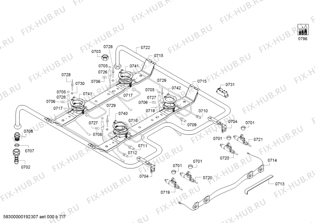 Взрыв-схема плиты (духовки) Bosch HGD745350H - Схема узла 07