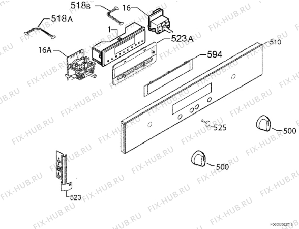 Взрыв-схема плиты (духовки) Faure FYB563X - Схема узла Command panel 037