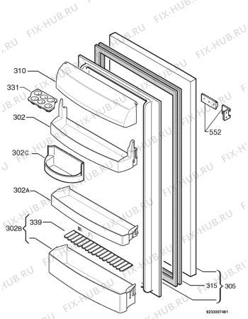 Взрыв-схема холодильника Faure FRI236W/1 - Схема узла Door 003