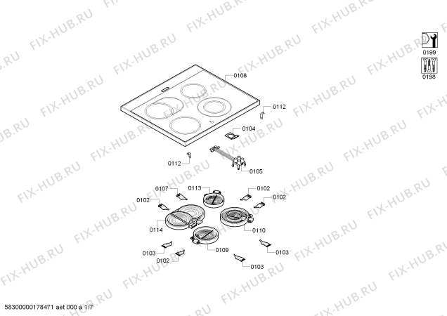 Схема №7 HCR724327S с изображением Стеклокерамика для электропечи Bosch 00710885