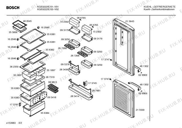 Взрыв-схема холодильника Bosch KGS3222IE - Схема узла 02