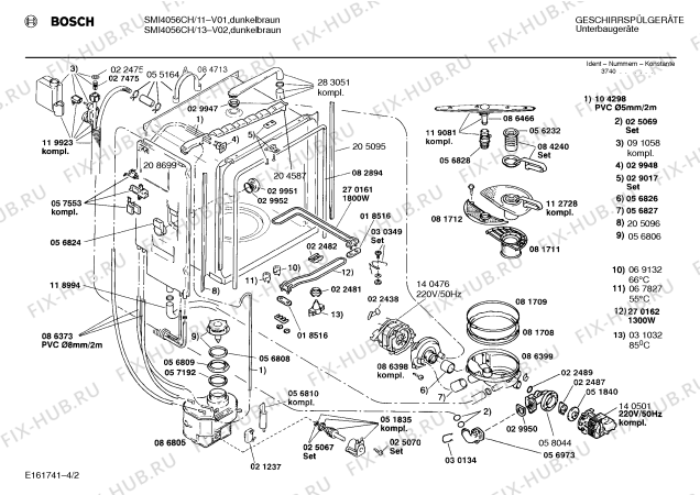 Взрыв-схема посудомоечной машины Bosch SMI4056CH - Схема узла 02