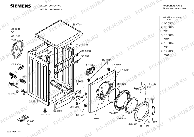Схема №4 WXLM1061 SIWAMAT XLM 1061 с изображением Инструкция по эксплуатации для стиралки Siemens 00582842