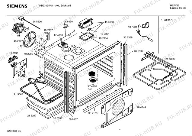 Взрыв-схема плиты (духовки) Siemens HB53155 - Схема узла 03
