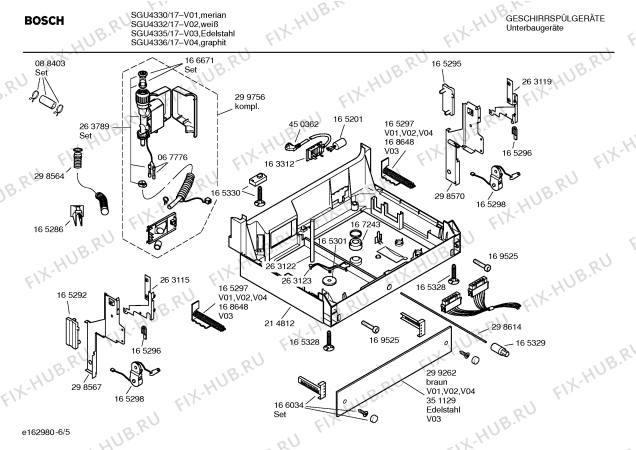 Взрыв-схема посудомоечной машины Bosch SGU4336 - Схема узла 05