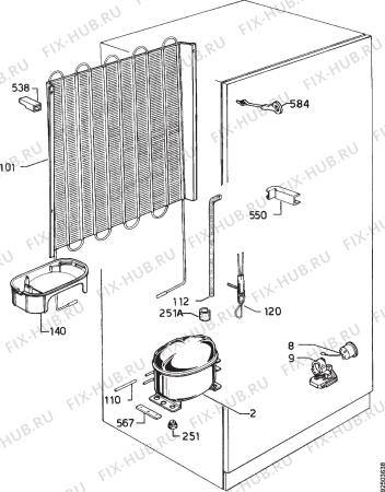 Взрыв-схема холодильника Arthurmartinelux AR2559B - Схема узла Cooling system 017