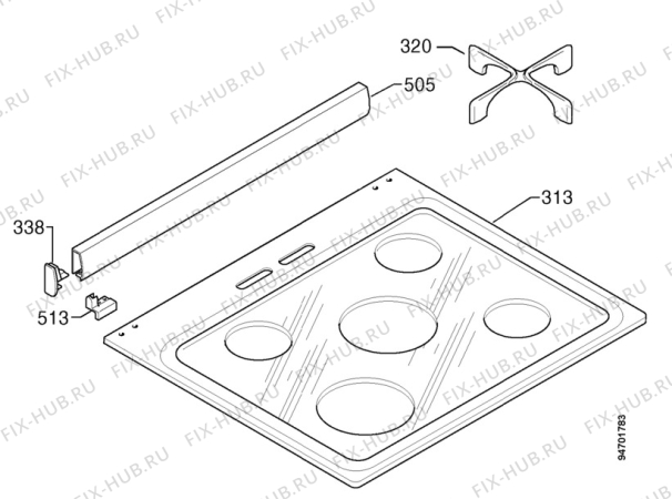 Взрыв-схема плиты (духовки) Electrolux EK7700X - Схема узла Hob 271