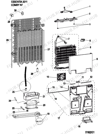 Взрыв-схема холодильника Hotpoint FFUG1810XO3 (F082291) - Схема узла