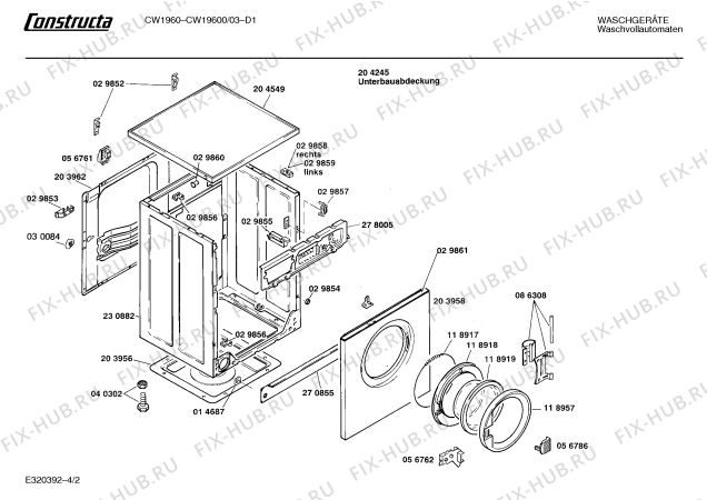 Взрыв-схема стиральной машины Constructa CW19600 CW1960 - Схема узла 02