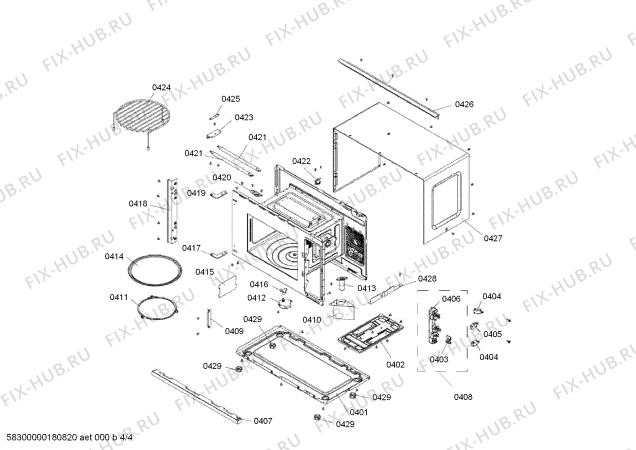 Взрыв-схема микроволновой печи Bosch HMT75G654 - Схема узла 04