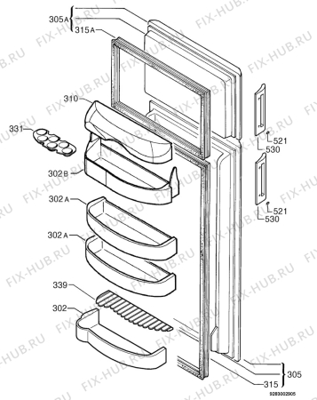 Взрыв-схема холодильника Zanussi ZD29/8DL - Схема узла Door 003