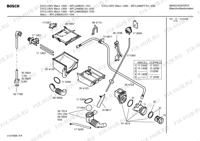 Схема №4 WFL2480SN EXCLUSIV Maxx 1200 с изображением Таблица программ для стиралки Bosch 00524583