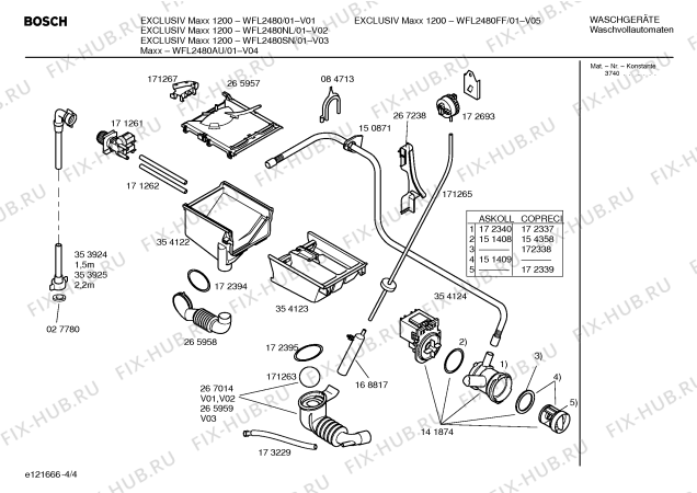 Схема №4 WFL2480SN EXCLUSIV Maxx 1200 с изображением Инструкция по установке и эксплуатации для стиральной машины Bosch 00524580
