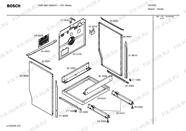 Схема №5 HSN882GNN с изображением Инструкция по эксплуатации для плиты (духовки) Bosch 00588035