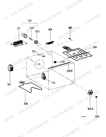 Взрыв-схема плиты (духовки) Electrolux EOB855K - Схема узла Functional parts