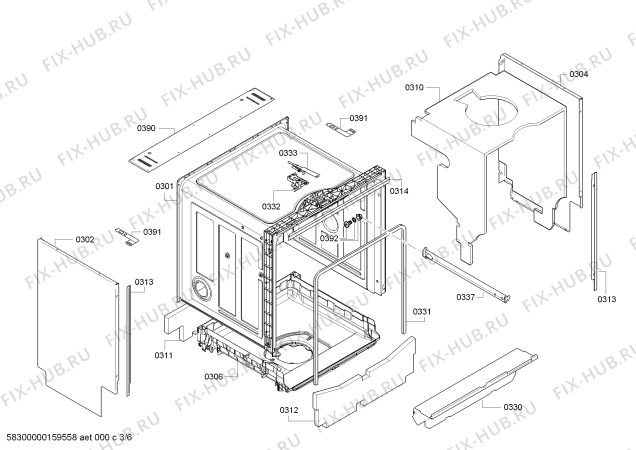 Взрыв-схема посудомоечной машины Siemens SN48M554DE Extraklasse - Схема узла 03