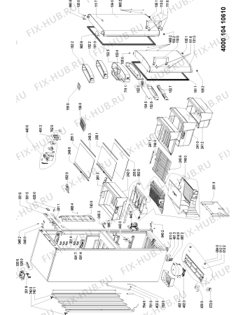 Взрыв-схема холодильника Whirlpool WBC4057 A+NFCX - Схема узла